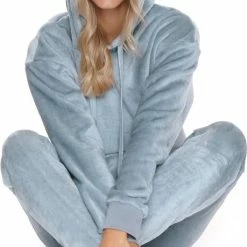 Doctor Nap Huispak Dames Fleece | Joggingpak Dames | Trainingspak Dames | Lange Mouw Lange Broek | Grey DRS.4549 XL -Pyjama-S-Dames Winkel 459x840