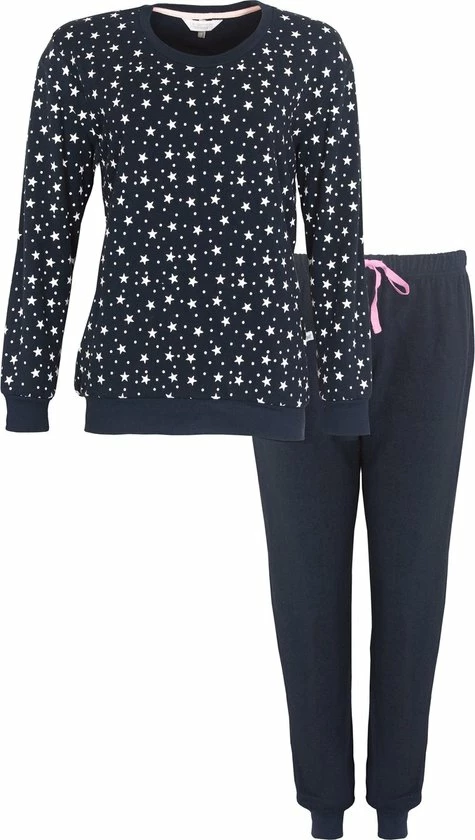 Tenderness Badstof Dames Pyjama Blauw TEPYD2123A - Maten: S 1 Tenderness Badstof Dames Pyjama Blauw TEPYD2123A - Maten: S