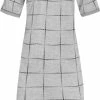 Merkloos Dames Nachthemd Korte Mouw Met Blokprint M 38-40 Grijs/zwart