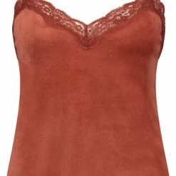 Hunkemöller Dames Nachtmode Cami Velours Lace - Oranje - Maat S