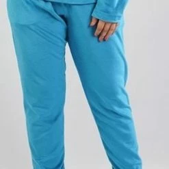Vienetta | Warme Winter Pyjama Dames | Zacht Velours | Lange Mouw Lange Broek | Blauw | Grote Maten 1XL -Pyjama-S-Dames Winkel 492x840