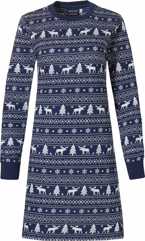 Pastunette Familie Kerst Vrouwen Nachthemd - Blauw - Maat 48 1 Pastunette Familie Kerst Vrouwen Nachthemd - Blauw - Maat 48