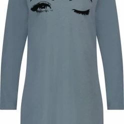 Hunkemöller Dames Nachtmode Nachthemd Ronde Hals - Grijs - Maat XL/XXL