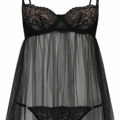 Hunkemöller Dames Nachtmode Babydoll Emily - Zwart - Maat M -Pyjama-S-Dames Winkel 524x840 1