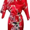 TA-HWA - Dames Kimono Kort - Met Pauw Motief - Rood - One Size