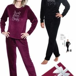 Merkloos Dames Velours Pyjama-lounge Set-huispak In Geschenkdoos, Maat 38/40, Kleur Zwart - Super Leuk Als Sinterklaas Of Kerst Geschenk!