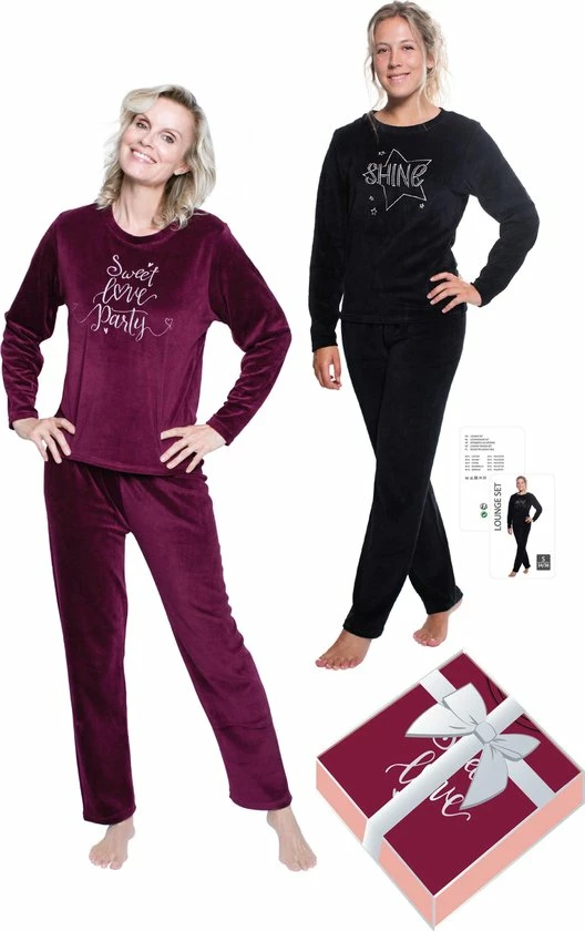 Merkloos Dames Velours Pyjama-lounge Set-huispak In Geschenkdoos, Maat 38/40, Kleur Zwart - Super Leuk Als Sinterklaas Of Kerst Geschenk! 1 Merkloos Dames Velours Pyjama-lounge Set-huispak In Geschenkdoos, Maat 38/40, Kleur Zwart - Super Leuk Als Sinterklaas Of Kerst Geschenk!