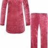 Merkloos Dames Fleece Huispak/pyjama Met Zakken Ritsje En Capuchon XL Donkerrood