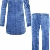 Merkloos Dames Fleece Huispak/pyjama Met Zakken Ritsje En Capuchon XXXL Donkerblauw