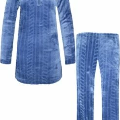 Merkloos Dames Fleece Huispak/pyjama Met Zakken Ritsje En Capuchon XXXL Donkerblauw