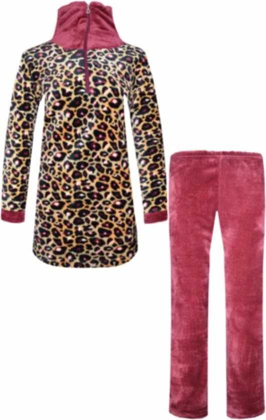 Merkloos Dames Fleece Huispak Met Zakken En Ritsje Met Capuchon M Donkerrood/bruin 2 Merkloos Dames Fleece Huispak Met Zakken En Ritsje Met Capuchon M Donkerrood/bruin - Afbeelding 2