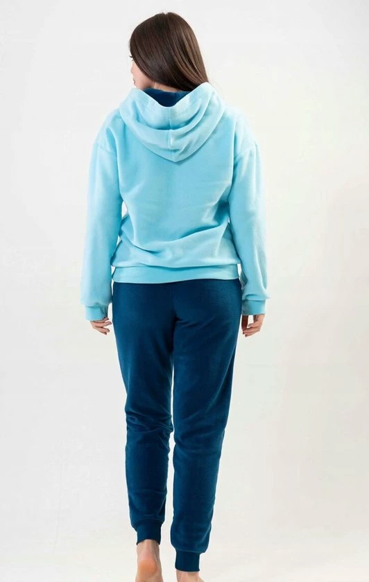 Vienetta Warme Winter Pyjama Dames Fleece | Lange Mouw Lange Broek | Blauw | Dames Pluche Huispak | Dikke Winterpyjama | Kangoeroe Sweatshirt L 2 Vienetta Warme Winter Pyjama Dames Fleece | Lange Mouw Lange Broek | Blauw | Dames Pluche Huispak | Dikke Winterpyjama | Kangoeroe Sweatshirt L - Afbeelding 2