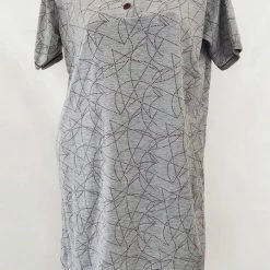 Merkloos Dames Nachthemd Korte Mouw Met Print M 38-40 Grijs/rood