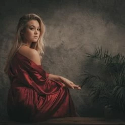 Merkloos Uniek Cadeau Vrouw,Kimono Dames Satijn, Bordeaux Rood Met Kant, Lang Model One Size -Pyjama-S-Dames Winkel 550x366 11