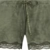 Hunkemöller Dames Nachtmode Shorts Velours Lace - Groen - Maat M
