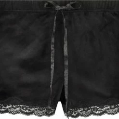 Hunkemöller Dames Nachtmode Shorts Velours Lace - Zwart - Maat S