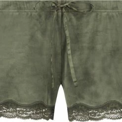 Hunkemöller Dames Nachtmode Shorts Velours Lace - Groen - Maat L -Pyjama-S-Dames Winkel 550x432 4