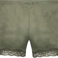 Hunkemöller Dames Nachtmode Shorts Velours Lace - Groen - Maat M -Pyjama-S-Dames Winkel 550x437