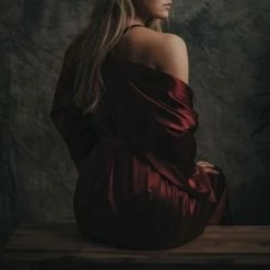 Merkloos Uniek Cadeau Vrouw,Kimono Dames Satijn, Bordeaux Rood Met Kant, Lang Model One Size -Pyjama-S-Dames Winkel 550x479