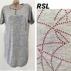 Merkloos Dames Nachthemd Korte Mouw Met Print M 38-40 Grijs/rood 6 Merkloos Dames Nachthemd Korte Mouw Met Print M 38-40 Grijs/rood -Pyjama-S-Dames Winkel 550x537