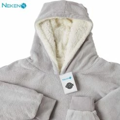 Merkloos Neken - Hoodie Deken Ultra Zachte Sherpa Fleece Warm Cosy Comfy Oversized Draagbare Reus Sweatshirt Gooi Voor Vrouwen Meisjes Volwassenen Mannen Jongens Kids Grote Pocket - Blush Grijs