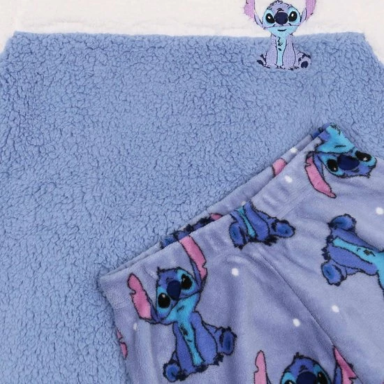 DISNEY Stitch - Warme Fleece Damespyjama, Lange Broek, Blauw / M 2 DISNEY Stitch - Warme Fleece Damespyjama, Lange Broek, Blauw / M - Afbeelding 2