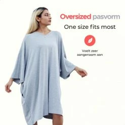 Smileify® Premium Pyjama Slaapshirt – Nachthemd Heren & Dames Korte Mouw – Oversized T Shirt – Big Shirt - Sleep Tee – Slaap Tshirt Vrouwen/Mannen - Grijs -Pyjama-S-Dames Winkel 550x550 31