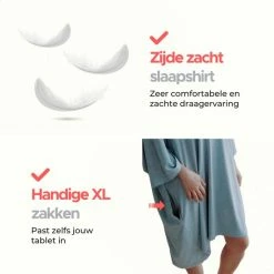 Smileify® Premium Pyjama Slaapshirt – Nachthemd Heren & Dames Korte Mouw – Oversized T Shirt – Big Shirt - Sleep Tee – Slaap Tshirt Vrouwen/Mannen - Grijs -Pyjama-S-Dames Winkel 550x550 33