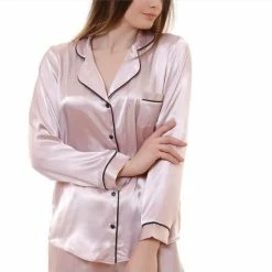 Merkloos Satijn Dames Pyjama Set Oudroze Maat S -Pyjama-S-Dames Winkel 550x552 1