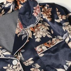 Merkloos Vrouwen Pyjamaset Van 4, Satijn, Donker Blauw, Maat L(40) -Pyjama-S-Dames Winkel 550x632