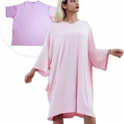 Smileify® Premium Pyjama Slaapshirt – Nachthemd Heren & Dames Korte Mouw – Oversized T Shirt – Big Shirt - Sleep Tee – Slaap Tshirt Vrouwen/Mannen - Roze