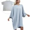 Smileify® Premium Pyjama Slaapshirt – Nachthemd Heren & Dames Korte Mouw – Oversized T Shirt – Big Shirt - Sleep Tee – Slaap Tshirt Vrouwen/Mannen - Grijs
