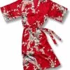 TA-HWA - Dames Kimono - Met Pauw Motief - Rood - Maat L