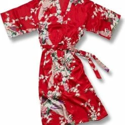 TA-HWA - Dames Kimono - Met Pauw Motief - Rood - Maat L