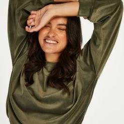Hunkemöller Dames Nachtmode Velours Top - Groen - Maat L -Pyjama-S-Dames Winkel 550x651 1