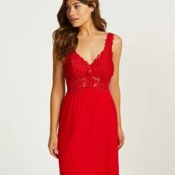 Hunkemöller Nachtmode Dames Slipdress Nora Lace - Rood - Maat 3XL -Pyjama-S-Dames Winkel 550x655 1