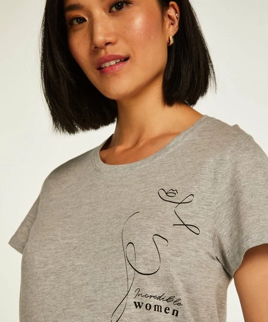 Hunkemöller Dames Nachtmode Nachthemd Ronde Hals - Grijs - Maat XL/XXL 2 Hunkemöller Dames Nachtmode Nachthemd Ronde Hals - Grijs - Maat XL/XXL - Afbeelding 2