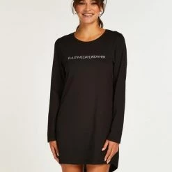 Hunkemöller Dames Nachtmode Nachthemd Ronde Hals - Zwart - Maat XS/S -Pyjama-S-Dames Winkel 550x660 125