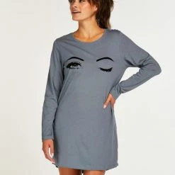 Hunkemöller Dames Nachtmode Nachthemd Ronde Hals - Grijs - Maat XL/XXL -Pyjama-S-Dames Winkel 550x660 127