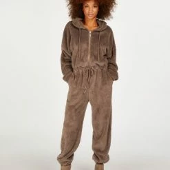 Hunkemöller Dames Nachtmode Onesie Fleece - Bruin - Maat XS -Pyjama-S-Dames Winkel 550x660 155