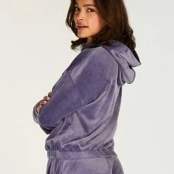 Hunkemöller Dames Nachtmode Top Velours - Blauw - Maat 2XL