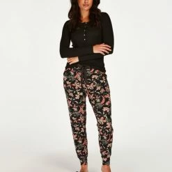 Hunkemöller Dames Nachtmode Pyjamabroek Jersey - Zwart - Maat XS -Pyjama-S-Dames Winkel 550x660 216