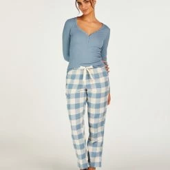 Hunkemöller Dames Nachtmode Pyjamabroek Jersey - Blauw - Maat XS -Pyjama-S-Dames Winkel 550x660 231