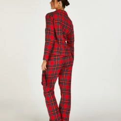 Hunkemöller Dames Nachtmode Pyjama Set Check Twill - Rood - Maat M -Pyjama-S-Dames Winkel 550x660 256