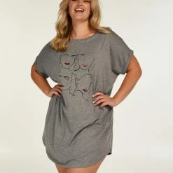 Hunkemöller Dames Nachtmode Nachthemd Ronde Hals - Grijs - Maat XL/XXL -Pyjama-S-Dames Winkel 550x660 278