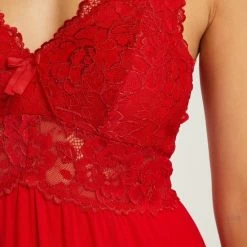 Hunkemöller Nachtmode Dames Slipdress Nora Lace - Rood - Maat 3XL -Pyjama-S-Dames Winkel 550x660 286