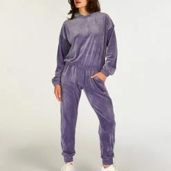 Hunkemöller Dames Nachtmode Joggingbroek Velours - Blauw - Maat L -Pyjama-S-Dames Winkel 550x660 333