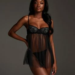 Hunkemöller Dames Nachtmode Babydoll Emily - Zwart - Maat M -Pyjama-S-Dames Winkel 550x660 371