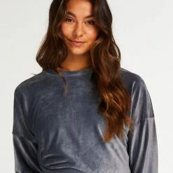 Hunkemöller Dames Nachtmode Top Met Lange Mouwen Velours Rib - Grijs - Maat L -Pyjama-S-Dames Winkel 550x660 383