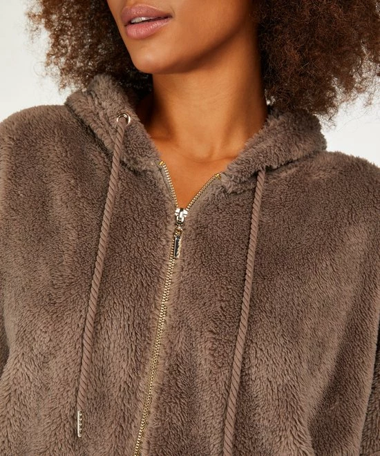 Hunkemöller Dames Nachtmode Onesie Fleece - Bruin - Maat S 5 Hunkemöller Dames Nachtmode Onesie Fleece - Bruin - Maat S - Afbeelding 5